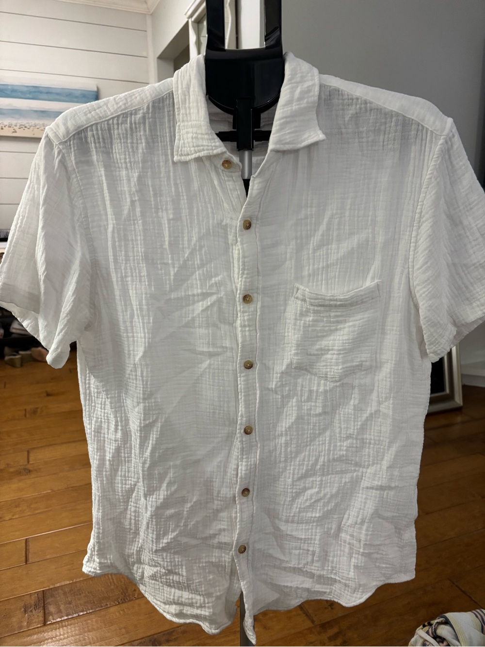 J. Crew White Textured Short-Sleeve Button-Down Shirt